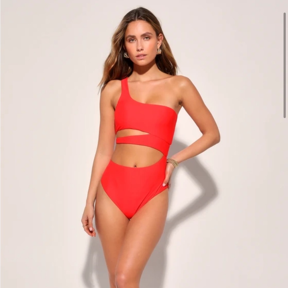 Lulus Bright Red Cutout Swimsuit